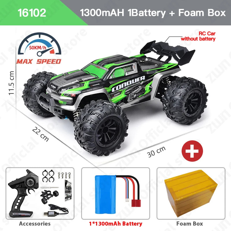 1:16 70KM/H or 50KM/H 4WD RC Car with LED Remote Control Cars High Speed Drift Monster Truck for Kids Vs Wltoys 144001 Toys