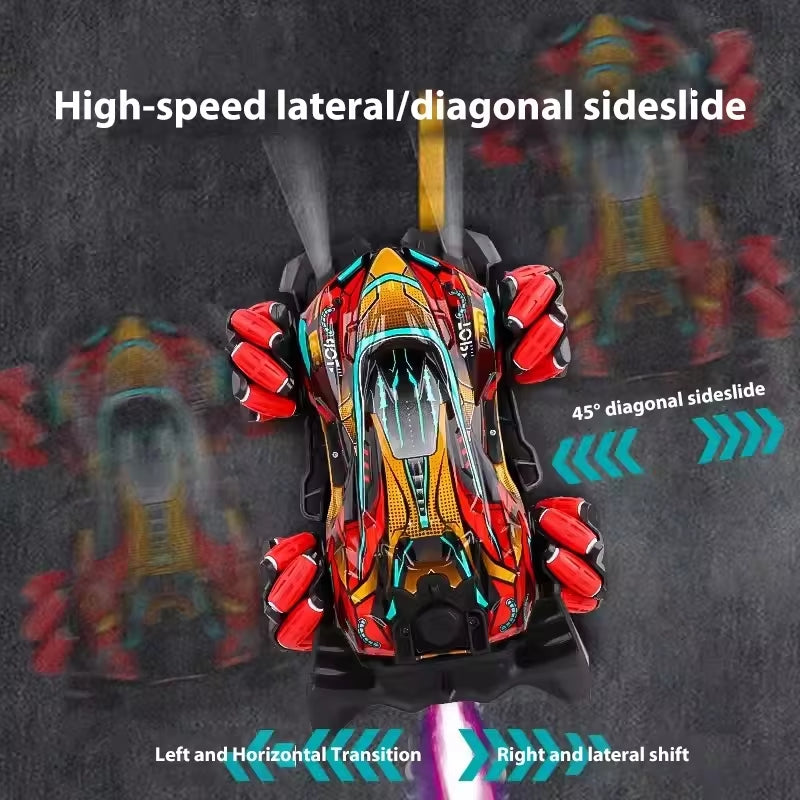 F2 RC Drift Car with Music Led Lights 2.4G Glove Gesture Radio Remote Control Spray Stunt Cars 4WD Electric Children Toys