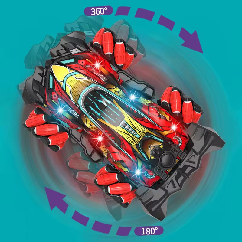 F2 RC Drift Car with Music Led Lights 2.4G Glove Gesture Radio Remote Control Spray Stunt Cars 4WD Electric Children Toys