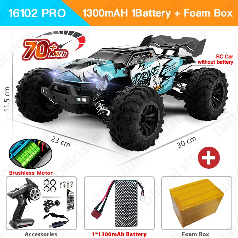 1:16 70KM/H or 50KM/H 4WD RC Car with LED Remote Control Cars High Speed Drift Monster Truck for Kids Vs Wltoys 144001 Toys
