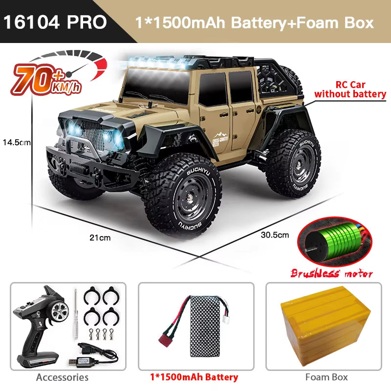 1:16 70KM/H or 50KM/H 4WD RC Car with LED Remote Control Cars High Speed Drift Monster Truck for Kids Vs Wltoys 144001 Toys