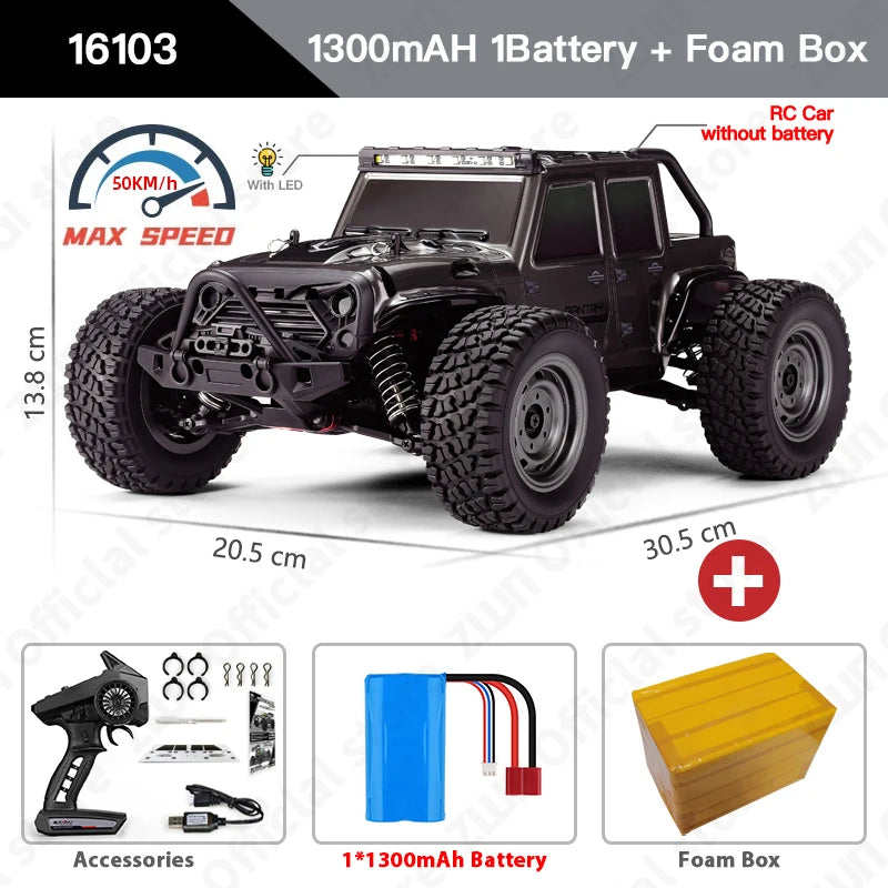 1:16 70KM/H or 50KM/H 4WD RC Car with LED Remote Control Cars High Speed Drift Monster Truck for Kids Vs Wltoys 144001 Toys