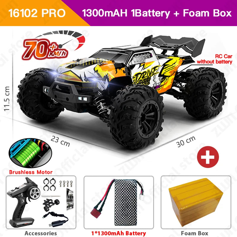 1:16 70KM/H or 50KM/H 4WD RC Car with LED Remote Control Cars High Speed Drift Monster Truck for Kids Vs Wltoys 144001 Toys