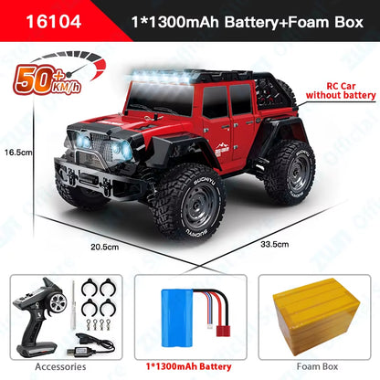 1:16 70KM/H or 50KM/H 4WD RC Car with LED Remote Control Cars High Speed Drift Monster Truck for Kids Vs Wltoys 144001 Toys
