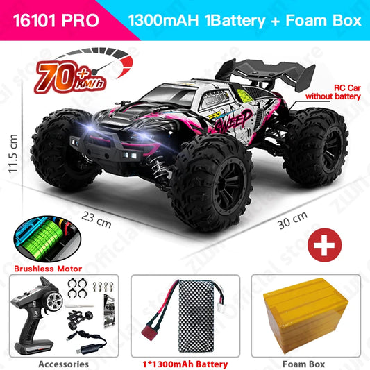 1:16 70KM/H or 50KM/H 4WD RC Car with LED Remote Control Cars High Speed Drift Monster Truck for Kids Vs Wltoys 144001 Toys