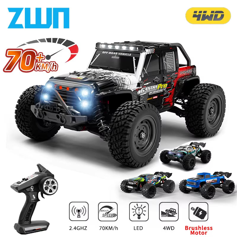 1:16 70KM/H or 50KM/H 4WD RC Car with LED Remote Control Cars High Speed Drift Monster Truck for Kids Vs Wltoys 144001 Toys