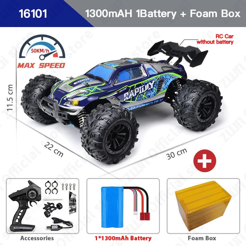 1:16 70KM/H or 50KM/H 4WD RC Car with LED Remote Control Cars High Speed Drift Monster Truck for Kids Vs Wltoys 144001 Toys
