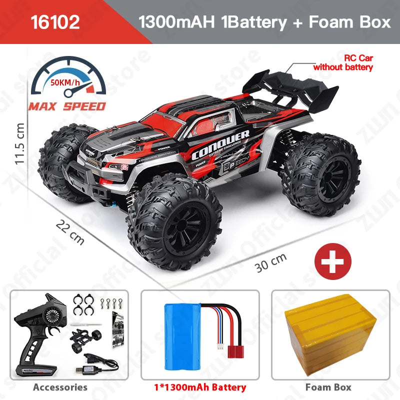 1:16 70KM/H or 50KM/H 4WD RC Car with LED Remote Control Cars High Speed Drift Monster Truck for Kids Vs Wltoys 144001 Toys