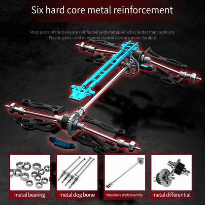 1:16 70KM/H or 50KM/H 4WD RC Car with LED Remote Control Cars High Speed Drift Monster Truck for Kids Vs Wltoys 144001 Toys